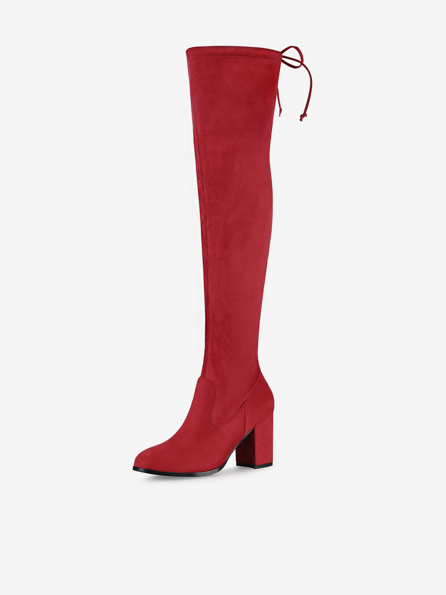 Round Toe Chunky Heel Over the Knee High Boots Red/8.5 - Allegra K catalog