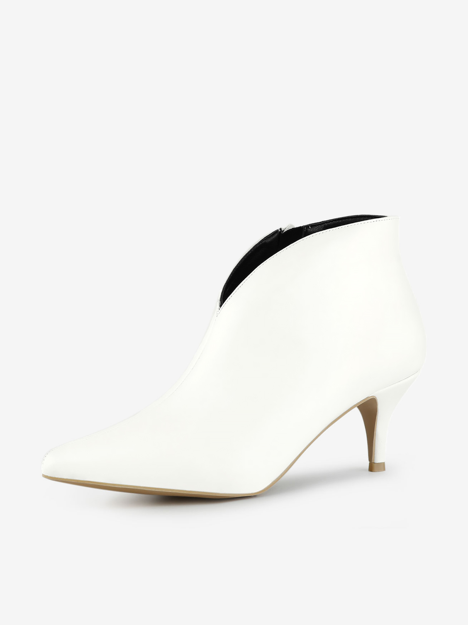 Cutout Pointy Toe Stiletto Heel Boots Ankle Booties White/9.5 - Allegra K catalog