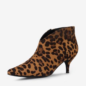 Cutout Pointy Toe Stiletto Heel Boots Ankle Booties Leopard/7 - Allegra K catalog