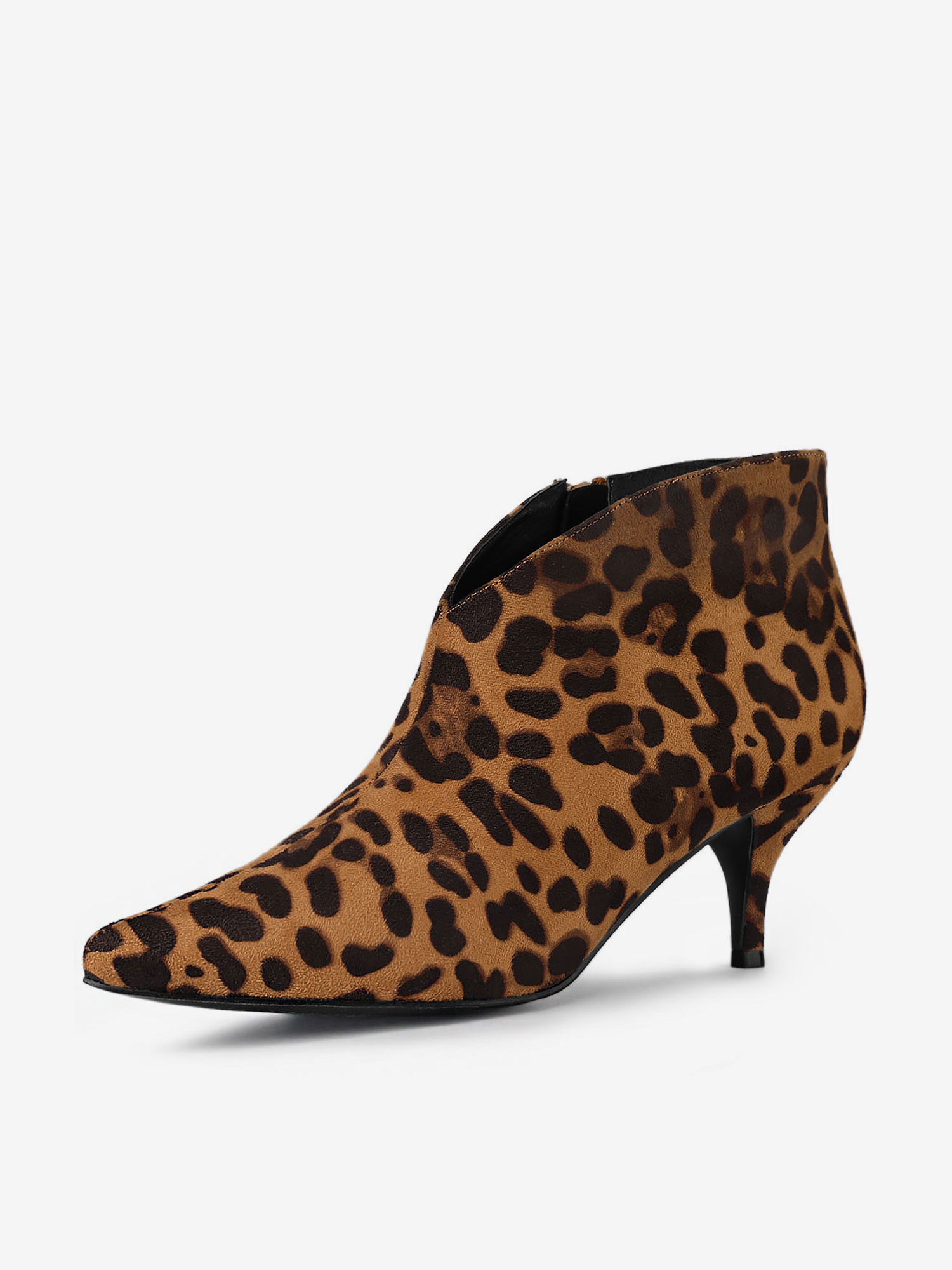 Cutout Pointy Toe Stiletto Heel Boots Ankle Booties Leopard/9 - Allegra K catalog
