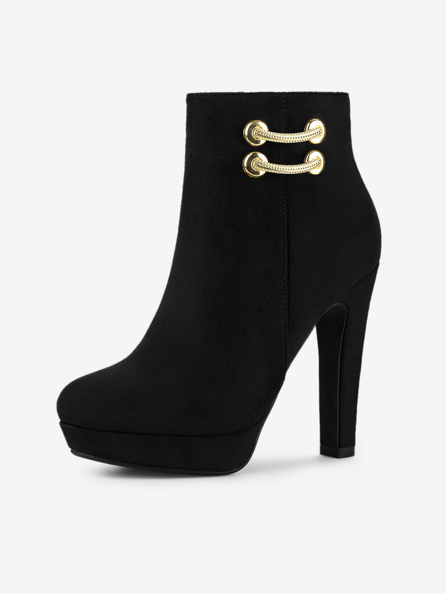 Round Toe Chunky High Heel Platform Ankle Boots Black/6 - Allegra K catalog