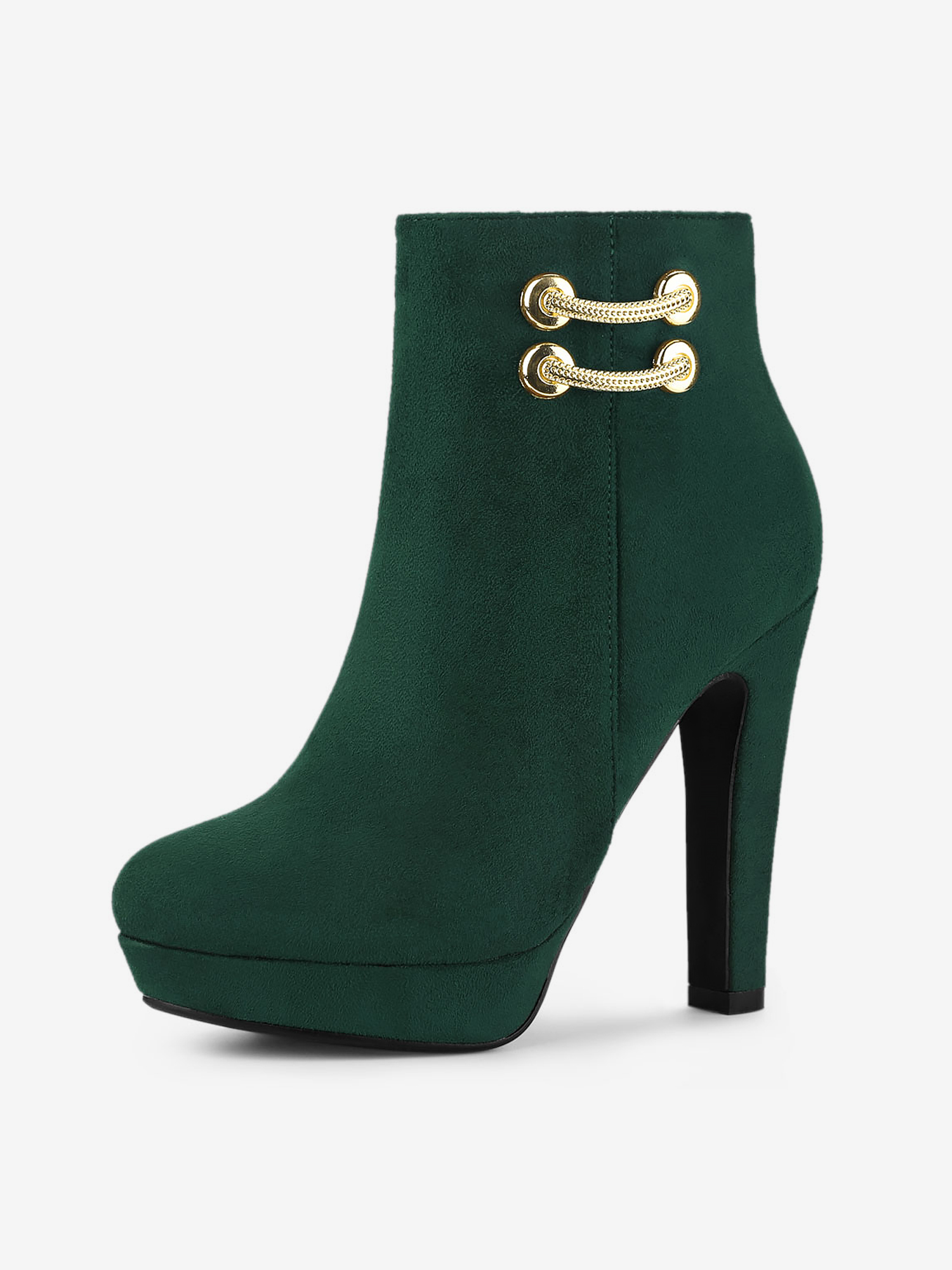 Round Toe Chunky High Heel Platform Ankle Boots Green/7 - Allegra K catalog