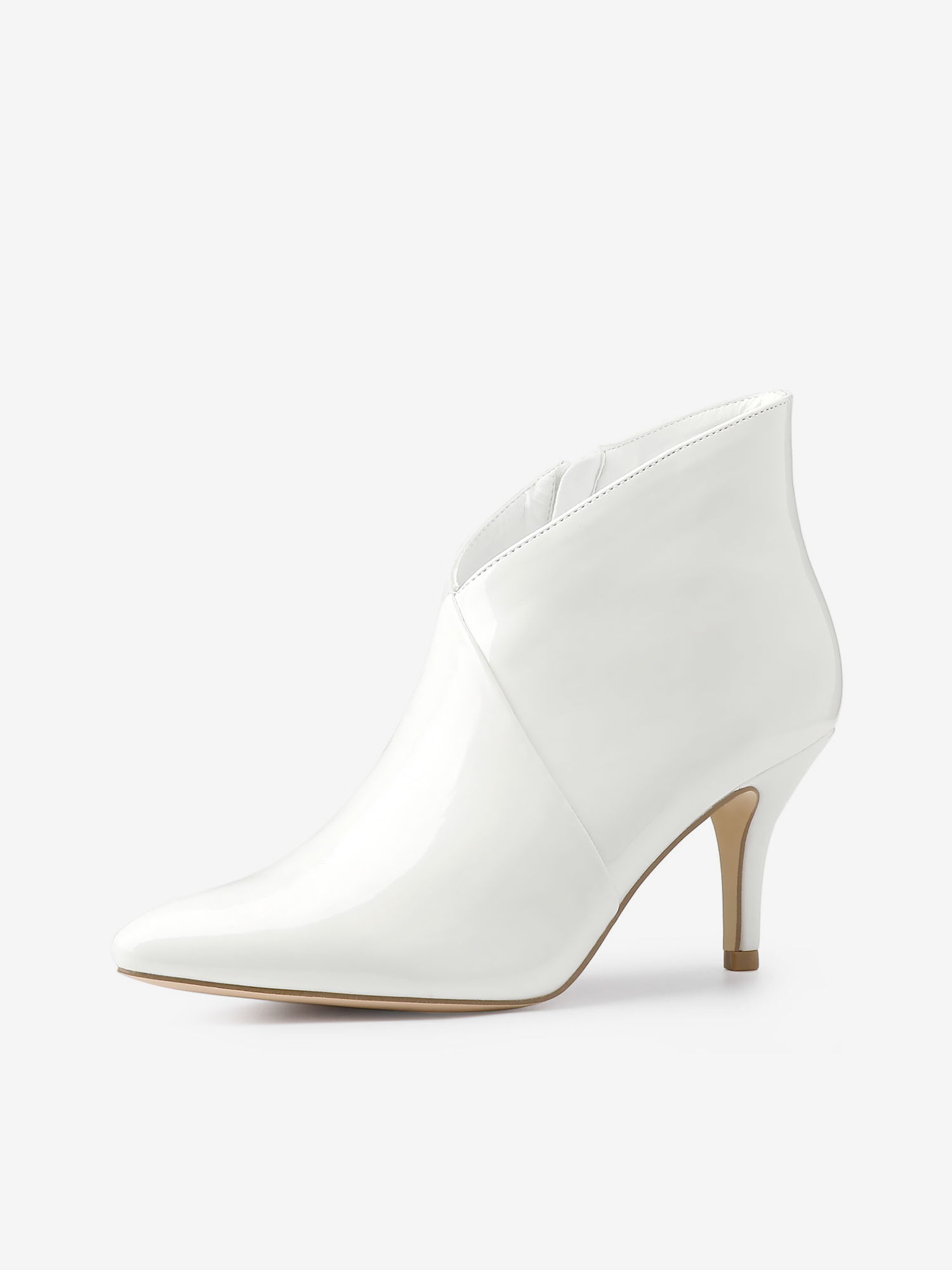 V Shape Pointed Toe Stiletto Heel Ankle Boots White/7 - Allegra K catalog