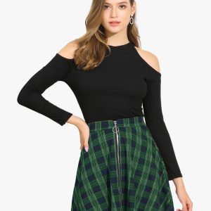 Christmas Plaid Skater Casual Flare Zip-Up Mini Skirt Green/XL - Allegra K catalog