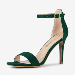 Suede Ankle Strap High Stiletto Heel Sandals Green/8.5 - Allegra K catalog
