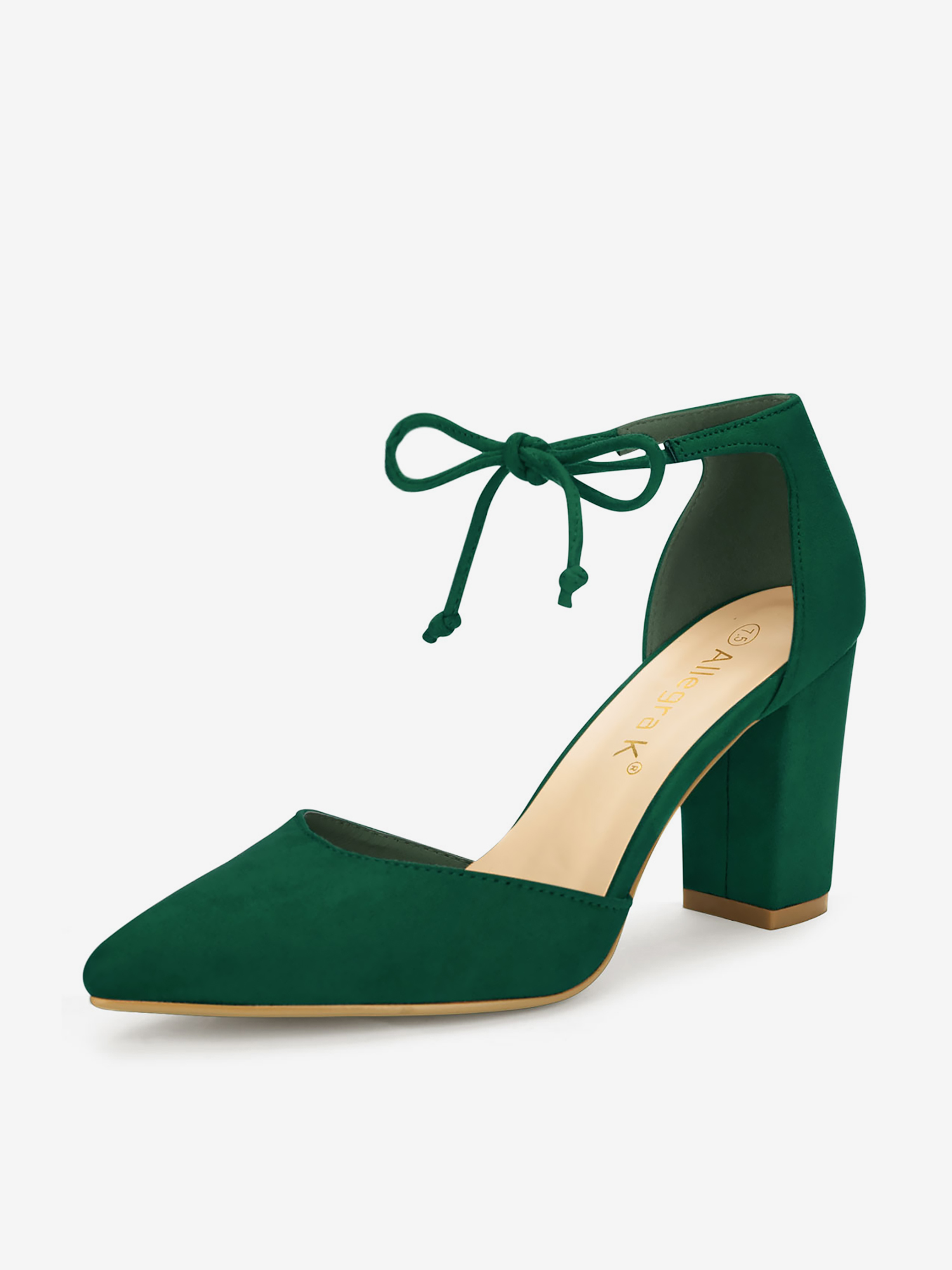 Tapered Straps Ankle Tie Point Toe Chunky Heel Pumps Green/9 - Allegra K catalog