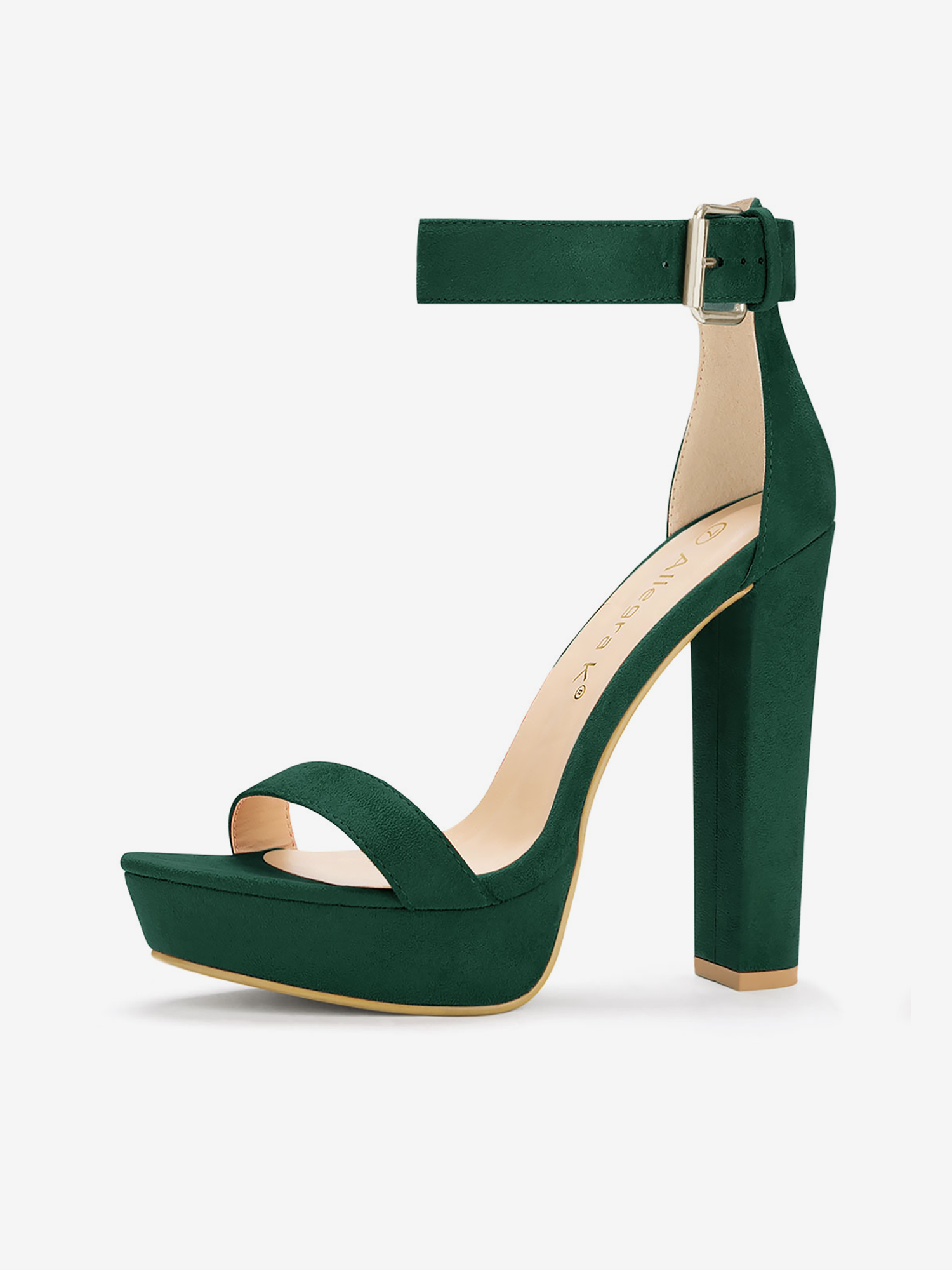 Faux Suede Platform Ankle Strap Chunky High Heel Sandals Green/8 - Allegra K catalog