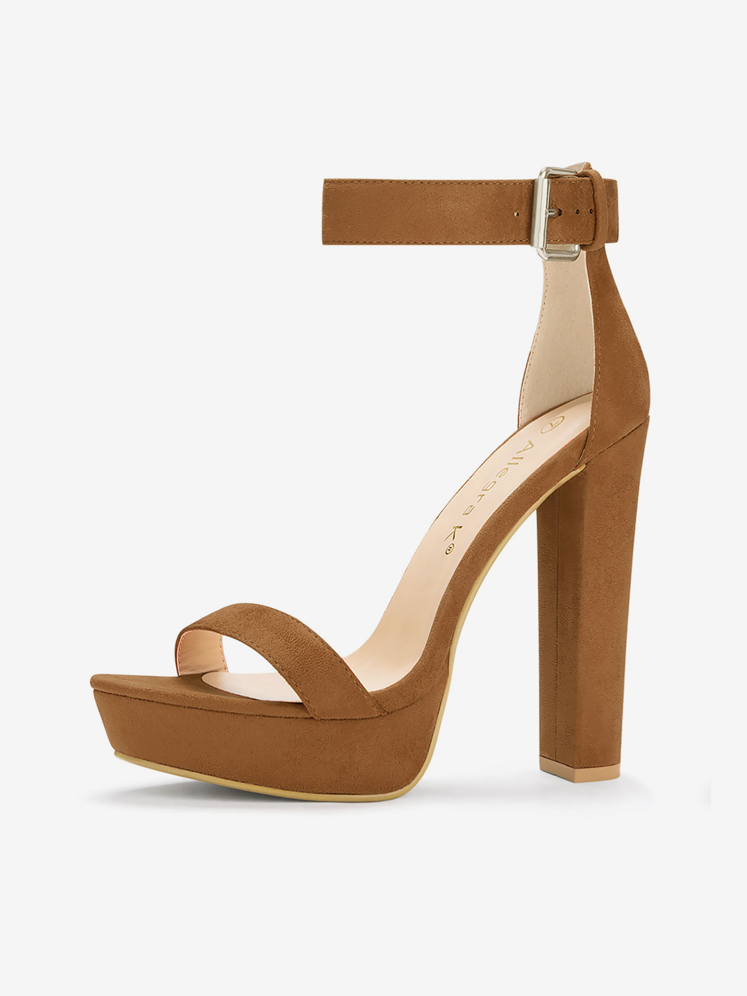 Faux Suede Platform Ankle Strap Chunky High Heel Sandals Brown/9 - Allegra K catalog