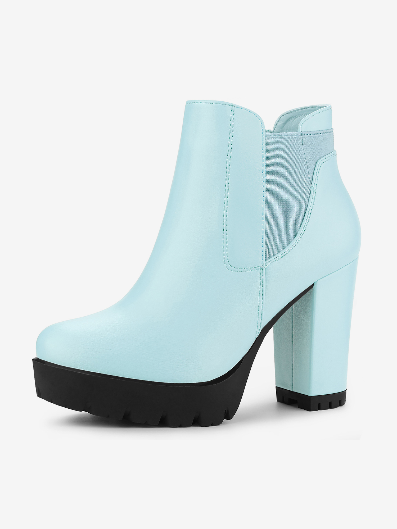 Chunky Platform High Heel Zipper Chelsea Boots Sky Blue/7.5 - Allegra K catalog