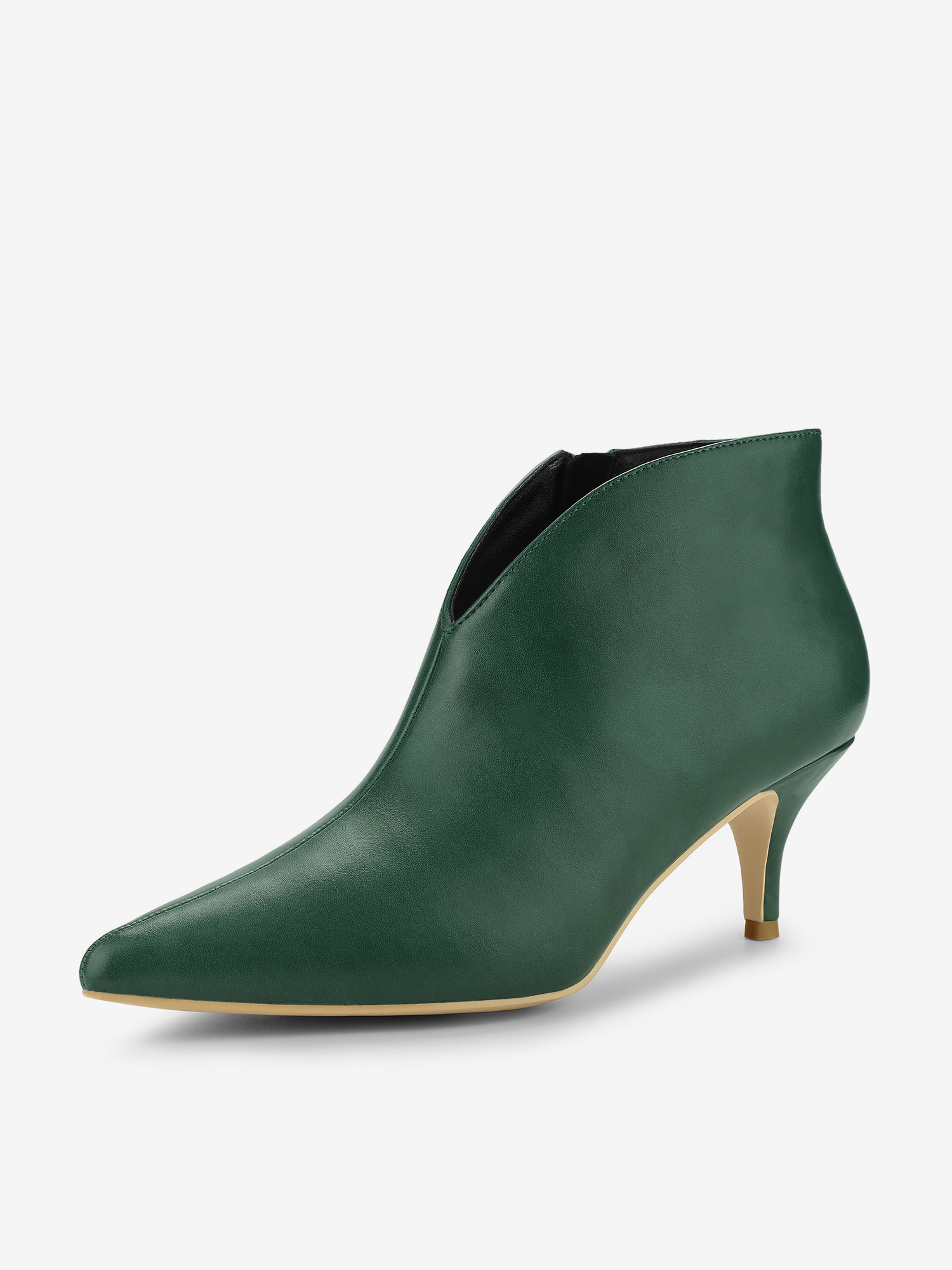 Cutout Pointy Toe Stiletto Heel Boots Ankle Booties Dark Green/6 - Allegra K catalog