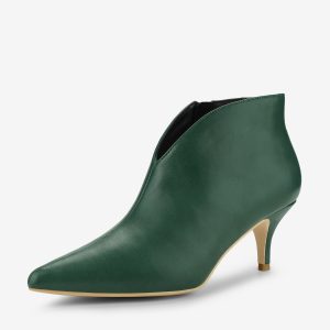 Cutout Pointy Toe Stiletto Heel Boots Ankle Booties Dark Green/9.5 - Allegra K catalog