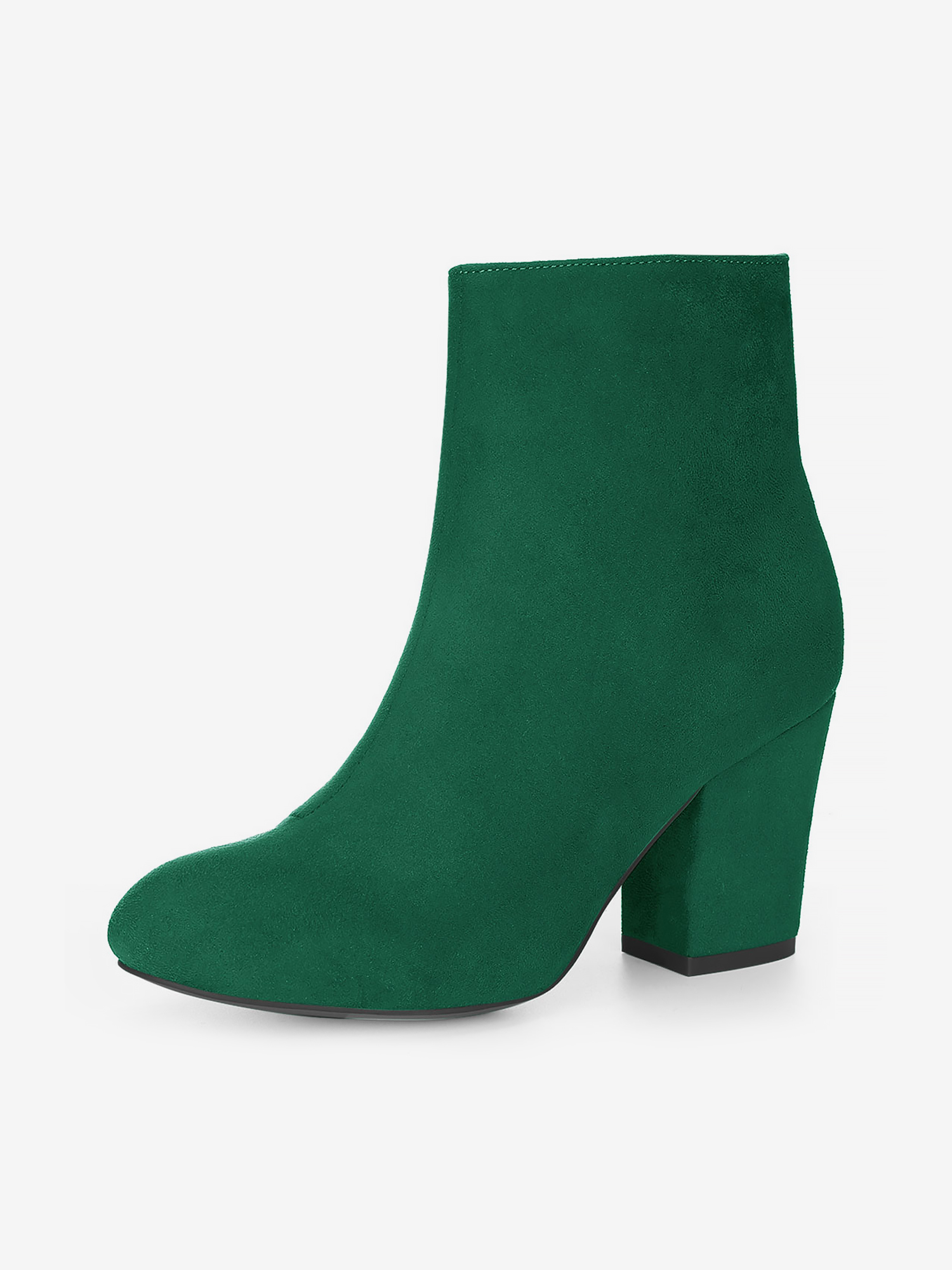 Faux Suede Round Toe Block Heel Zipper Ankle Boots Emerald Green/8 - Allegra K catalog