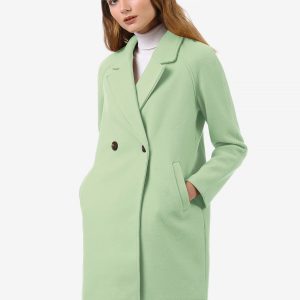 Notched Lapel Raglan Double Breasted Winter Coat Light Green/XS - Allegra K catalog