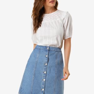 Casual Short Button Down Jeans Skirt Light Blue/S - Allegra K catalog