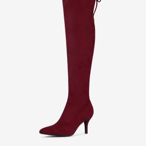 Stiletto Heel Thigh High Over the Knee Boots Burgundy/7 - Allegra K catalog
