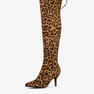 Stiletto Heel Thigh High Over the Knee Boots Leopard/6 - Allegra K catalog