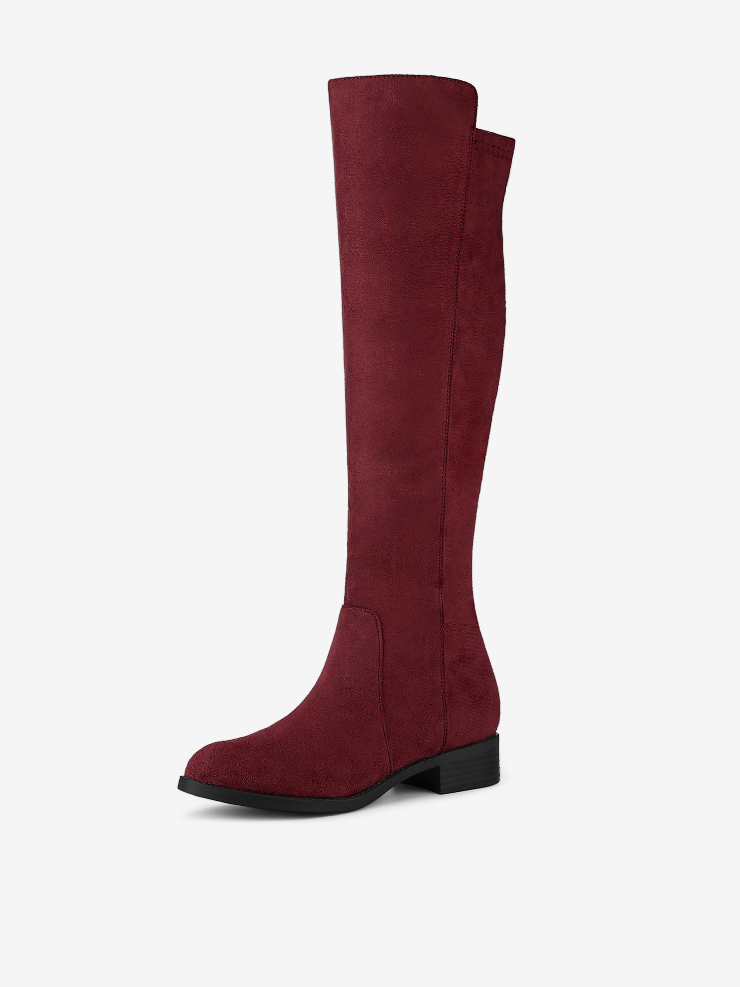 Side Zipper Chunky Heel Knee High Boots Burgundy/10 - Allegra K catalog
