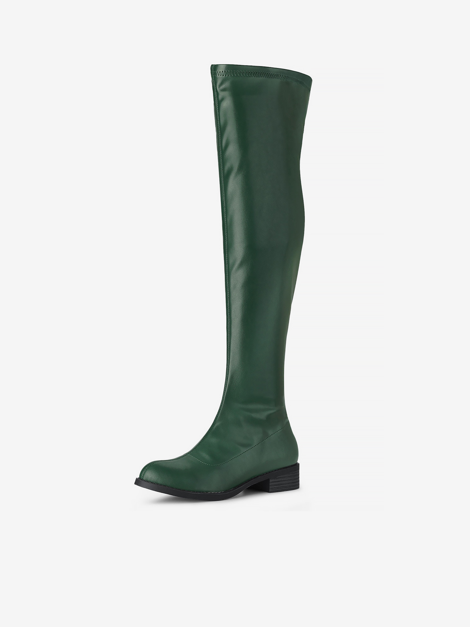 Low Block Heel Faux Leather Over the Knee High Boots Green/6 - Allegra K catalog