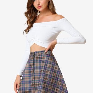 Christmas Plaid Skater Casual Flare Zip-Up Mini Skirt Multicolor/M - Allegra K catalog