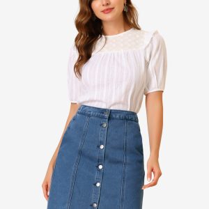 Casual Short Button Down Jeans Skirt Blue/XL - Allegra K catalog