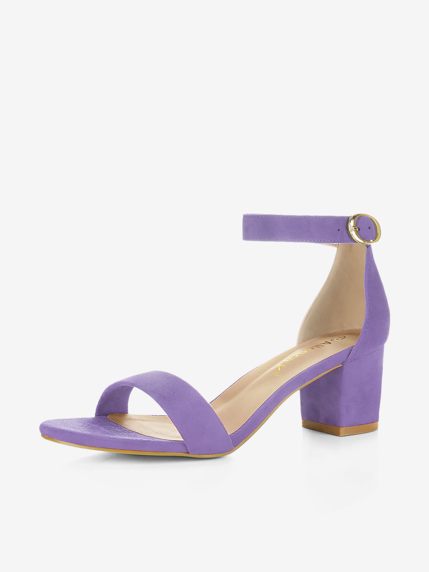 Faux Suede Open Toe Mid Block Heel Ankle Strap Sandals Purple/7 - Allegra K catalog