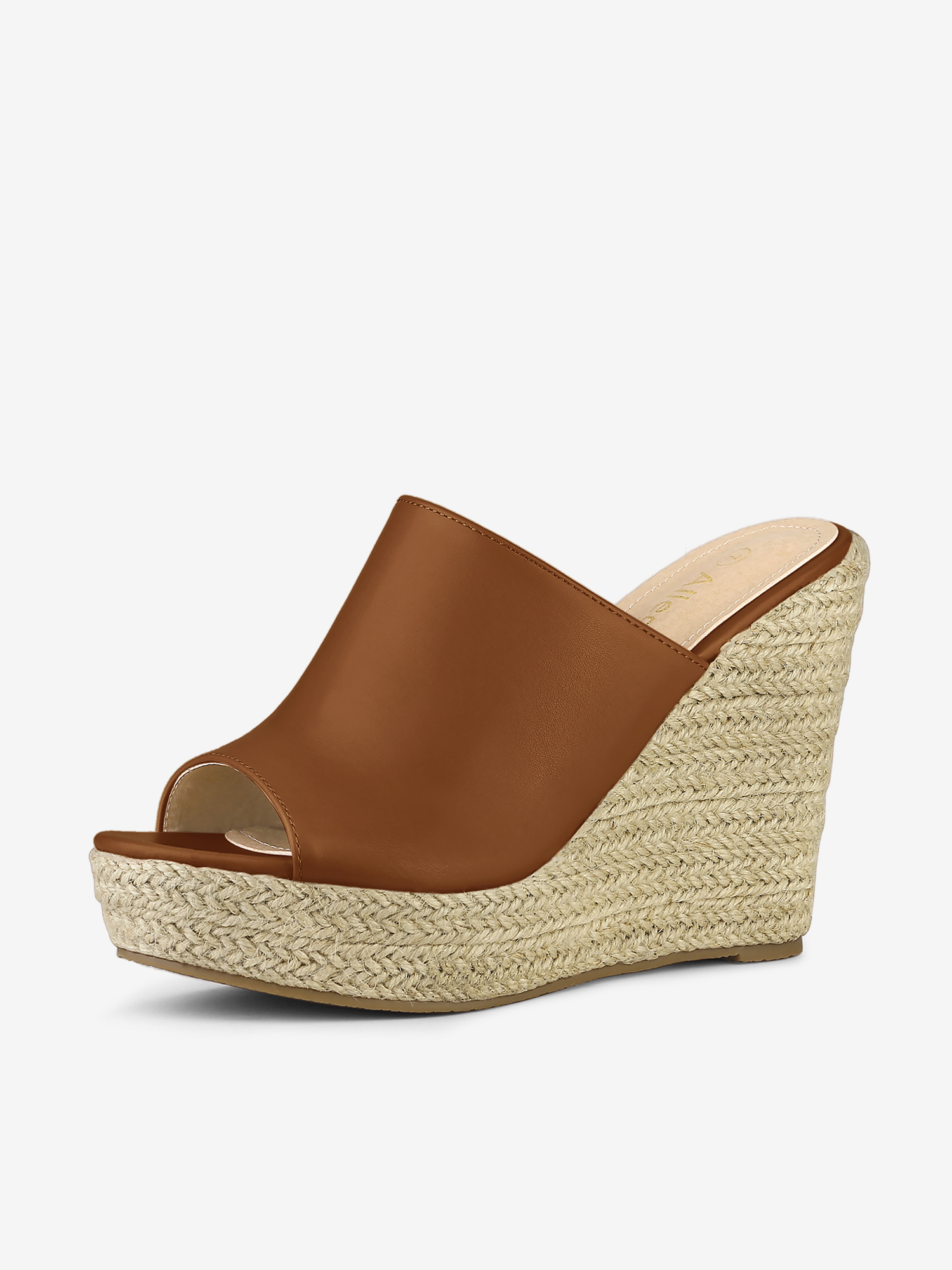 PU Leather Open Toe Espadrille Wedge Platform Mules Brown/8.5 - Allegra K catalog