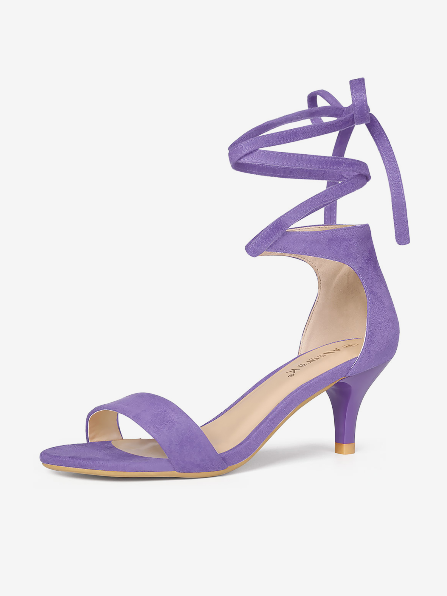 Faux Suede Open Toe Kitten Heel Lace Up Sandals Purple/8.5 - Allegra K catalog