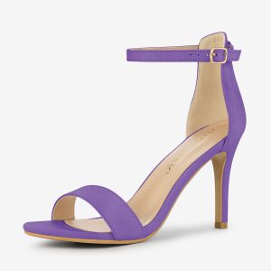 Suede Ankle Strap High Stiletto Heel Sandals Purple/8.5 - Allegra K catalog