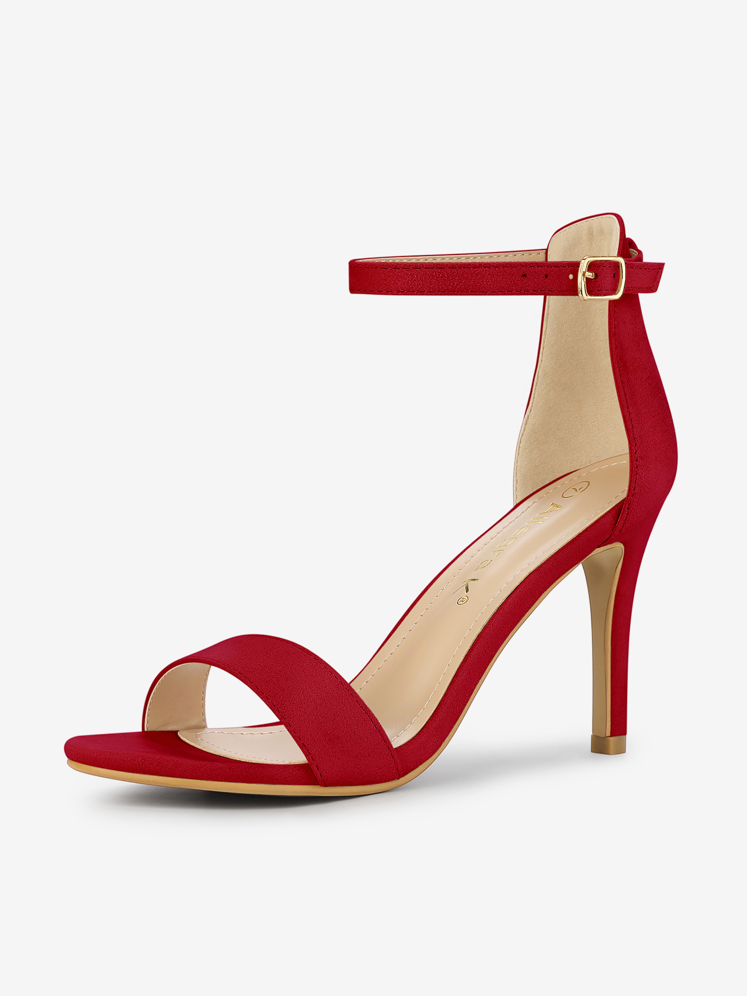 Suede Ankle Strap High Stiletto Heel Sandals Red/8.5 - Allegra K catalog