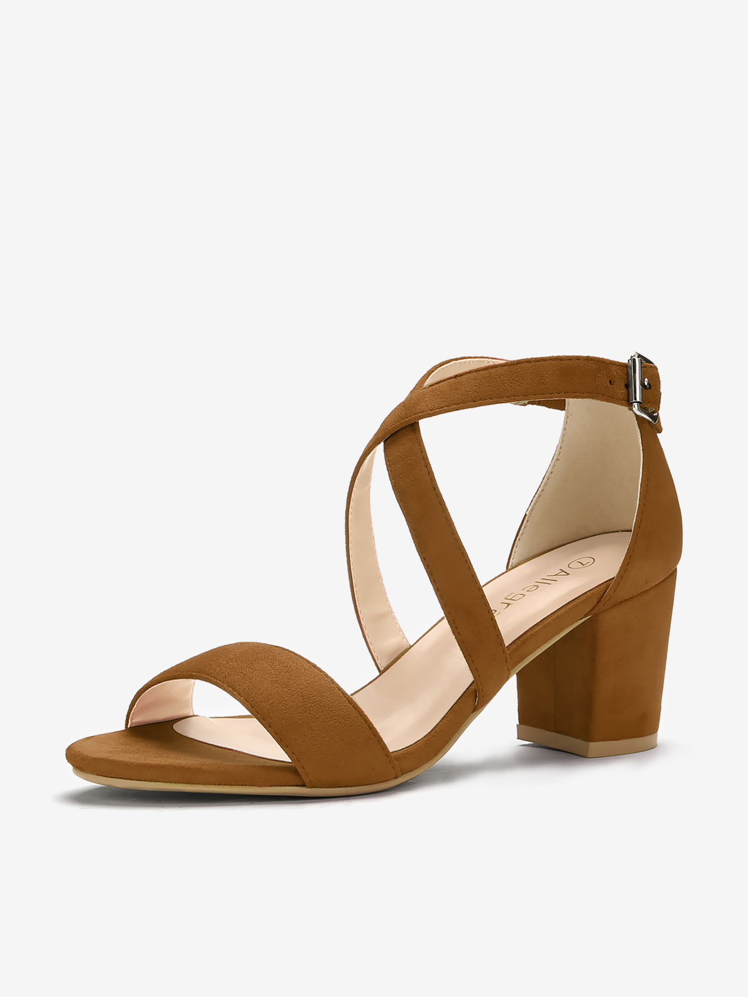Faux Suede Crisscross Ankle Strap Block Heel Sandals Brown/10 - Allegra K catalog