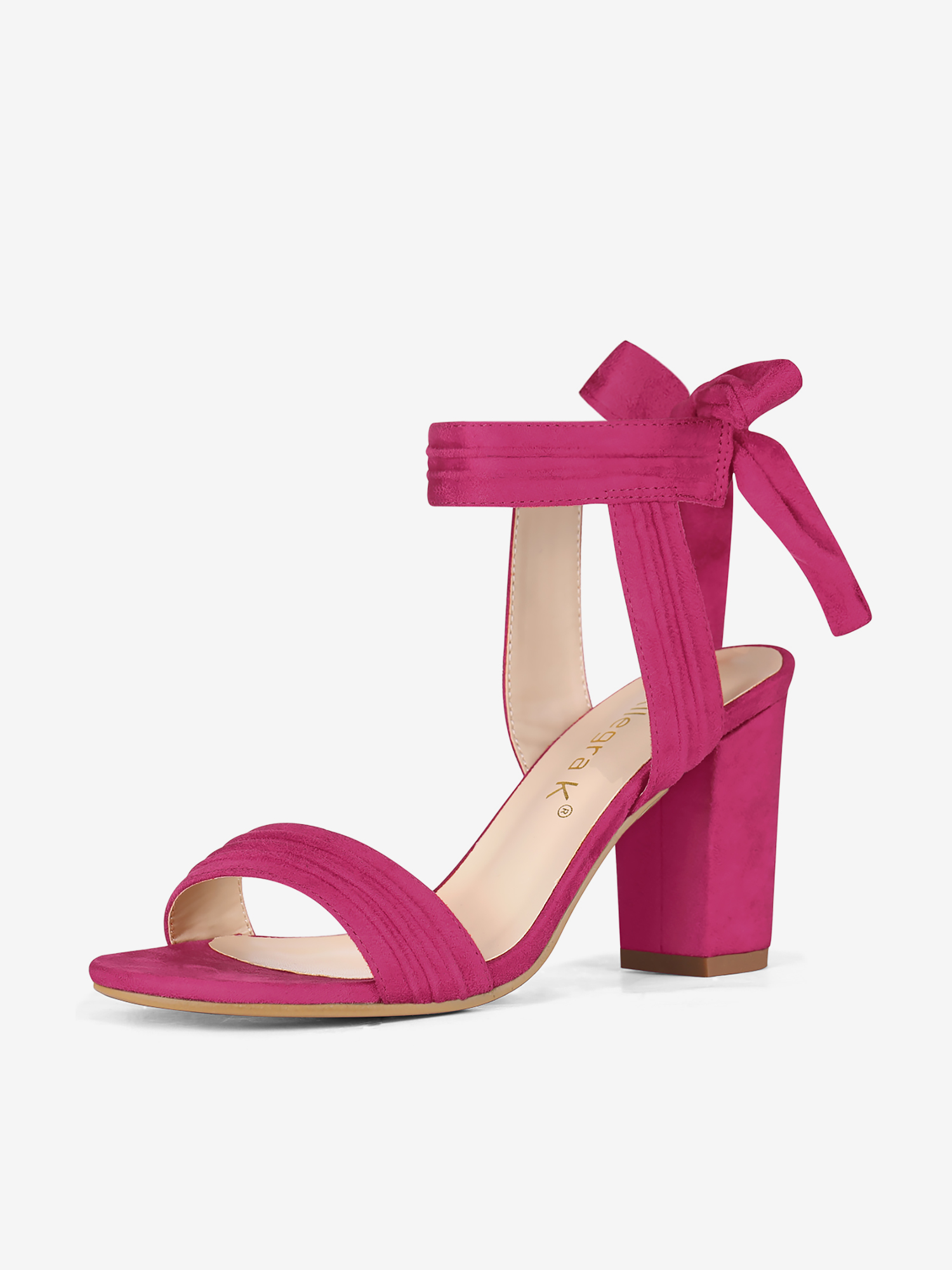 Faux Suede Open Toe Ankle Tie Back Chunky Heel Sandals Hot Pink/8 - Allegra K catalog