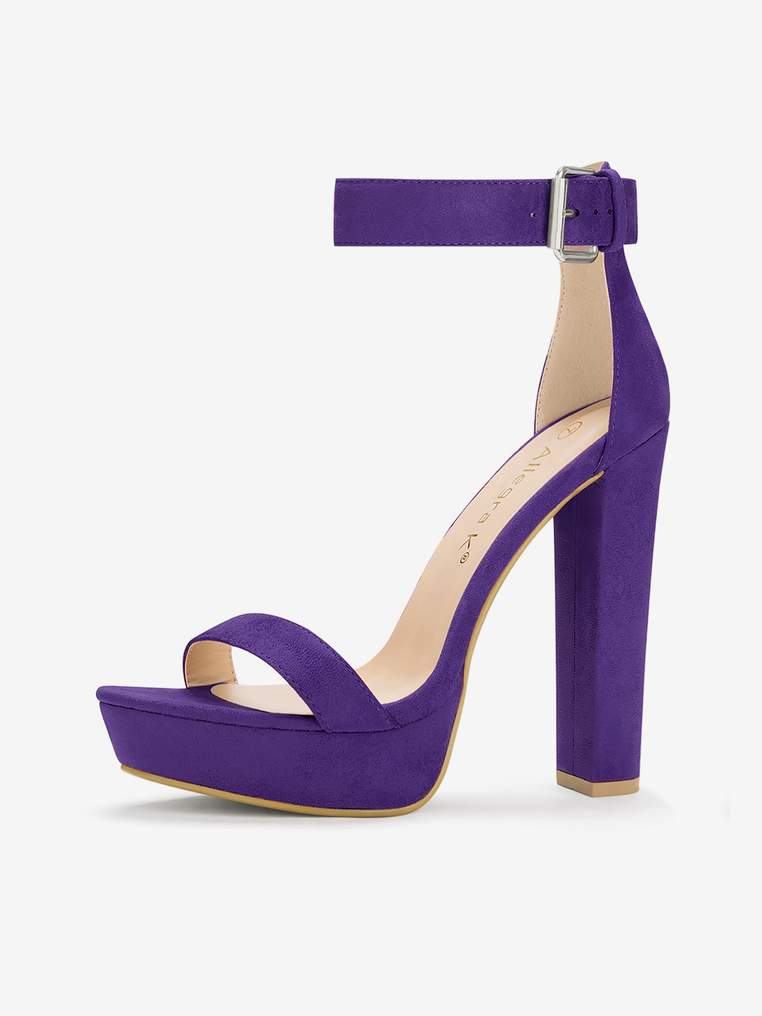 Faux Suede Platform Ankle Strap Chunky High Heel Sandals Purple/7 - Allegra K catalog