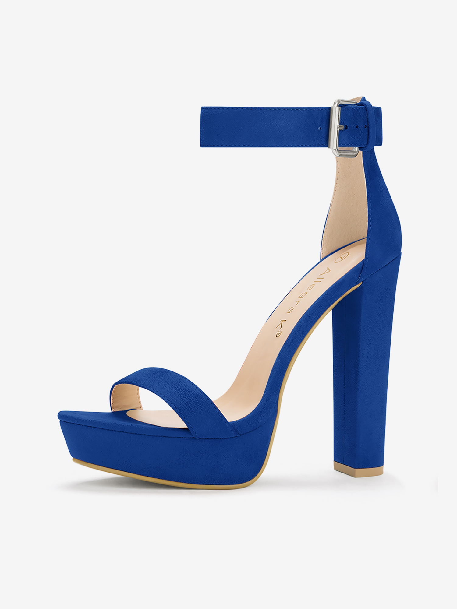 Faux Suede Platform Ankle Strap Chunky High Heel Sandals Deep Blue/9 - Allegra K catalog