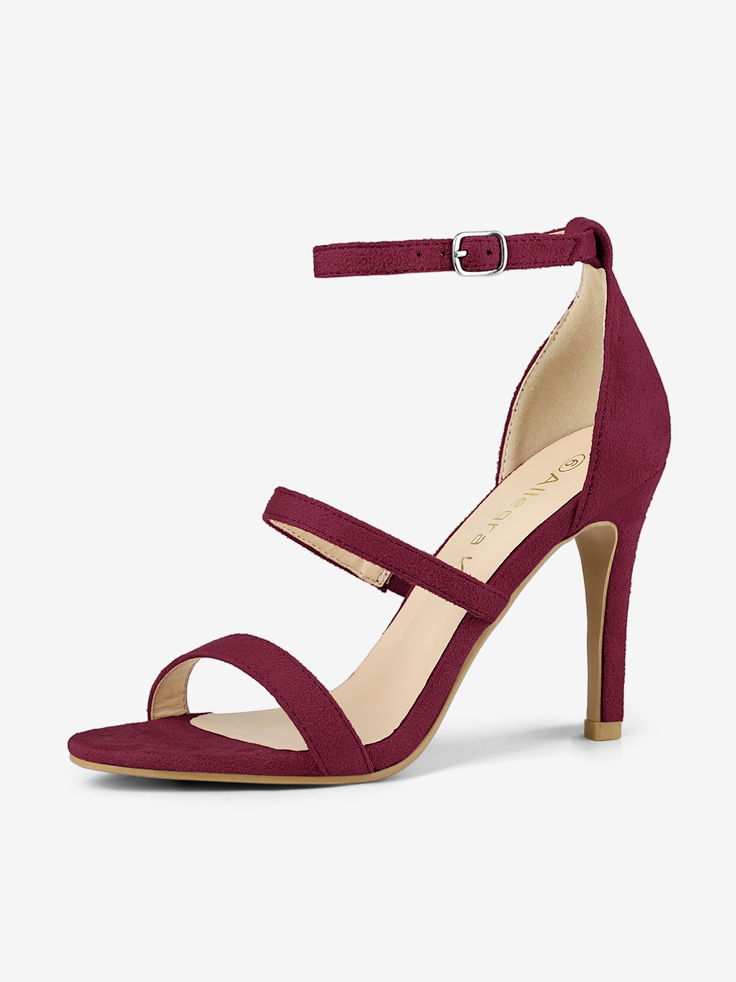 Open Toe Triple Straps Stiletto High Heel Sandals Burgundy/7 - Allegra K catalog