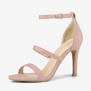 Open Toe Triple Straps Stiletto High Heel Sandals Dust Pink/9 - Allegra K catalog