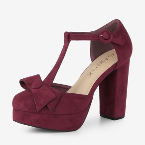 Mary Janes Platform Pumps Halloween Costumes Chunky Heel Dress Shoes Burgundy/7 - Allegra K catalog