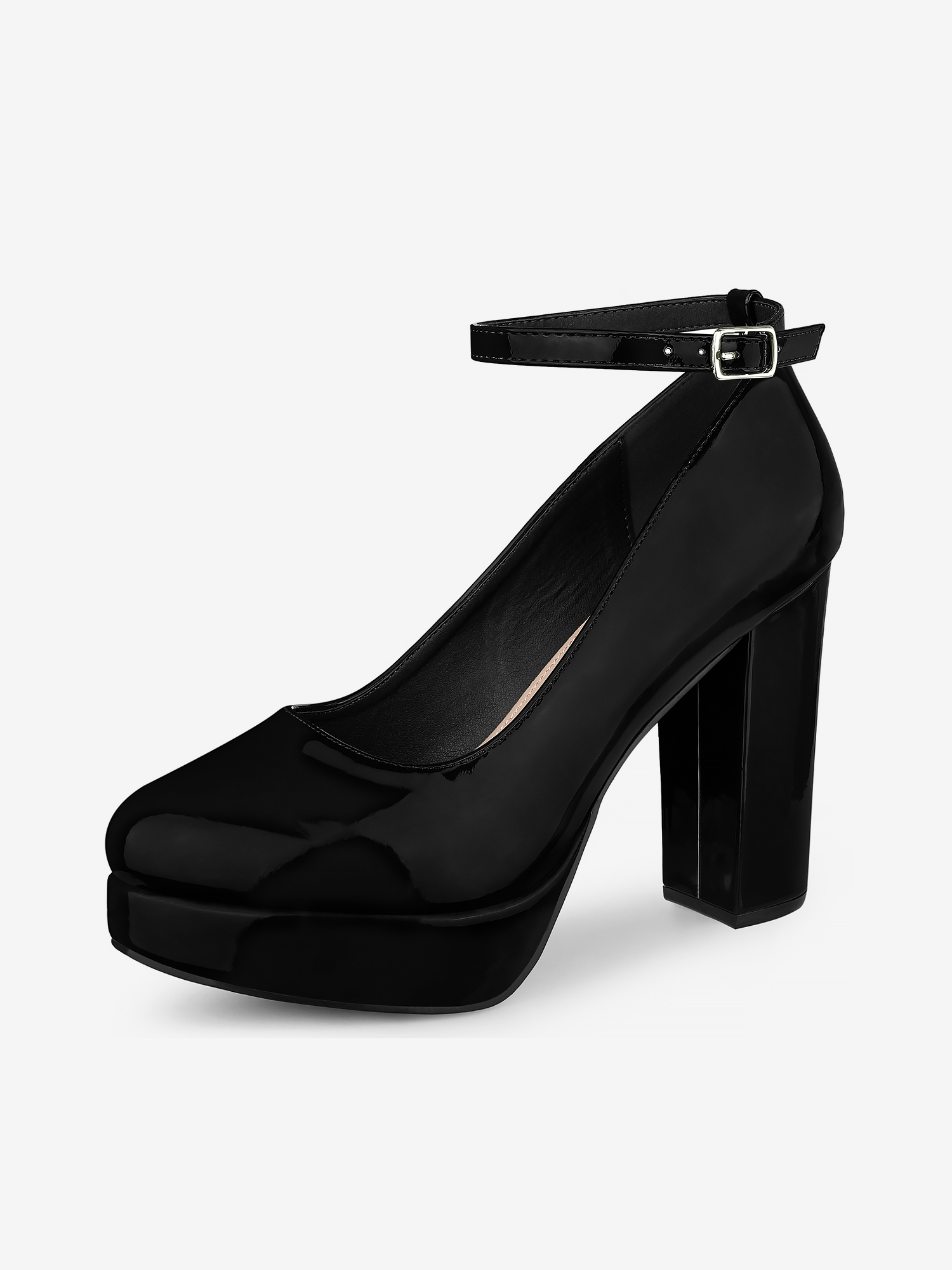 Platform Ankle Strap Chunky Heel Mary Janes Pumps Black/10 - Allegra K catalog