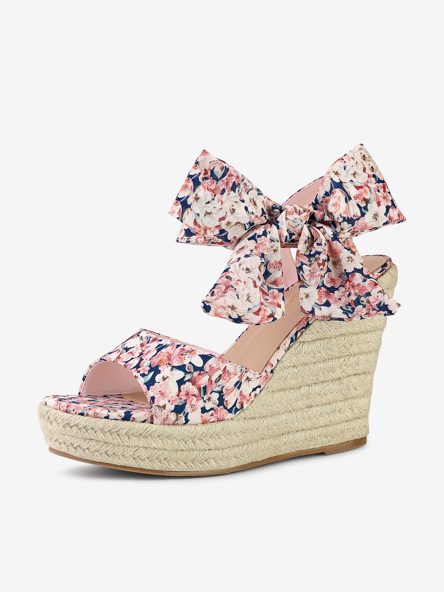 Platform Floral Printed Slingback Espadrille Wedge Sandals Pink/7 - Allegra K catalog