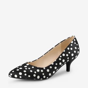 Pointed Toe Polka Dots Kitten Heel Pumps Black/8 - Allegra K catalog