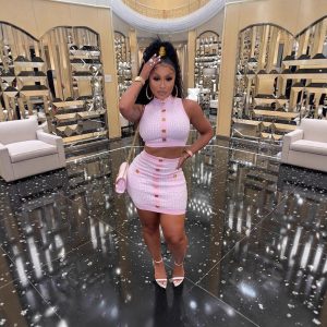 2026 New Designer Fashion Luxury Brand European And American Women's Dress Set Round Neck Sleeveless Short Skirt Elastic Knitted Two Piece Set