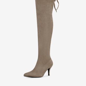 Stiletto Heel Thigh High Over the Knee Boots Taupe/7 - Allegra K catalog