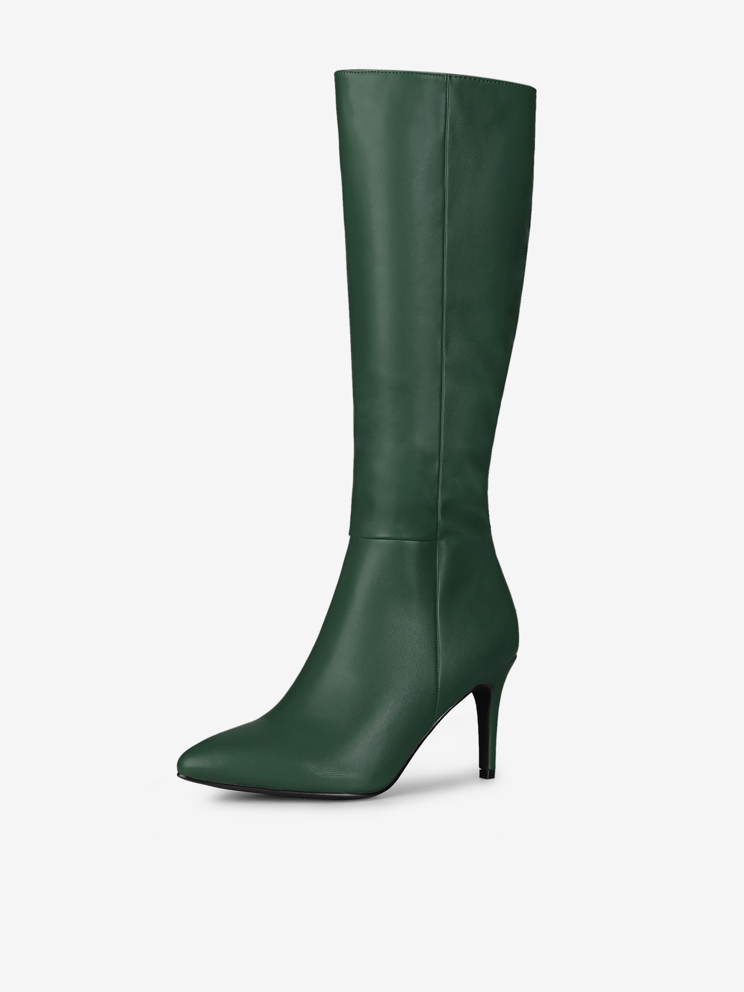 Pointed Toe Stiletto High Heel Zipper Knee High Boots Green/9.5 - Allegra K catalog