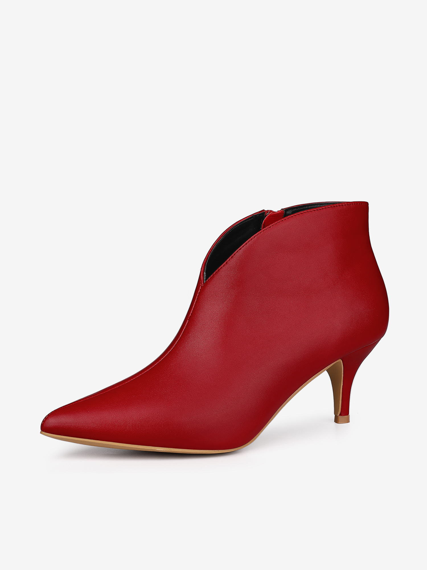Cutout Pointy Toe Stiletto Heel Boots Ankle Booties Red/9.5 - Allegra K catalog