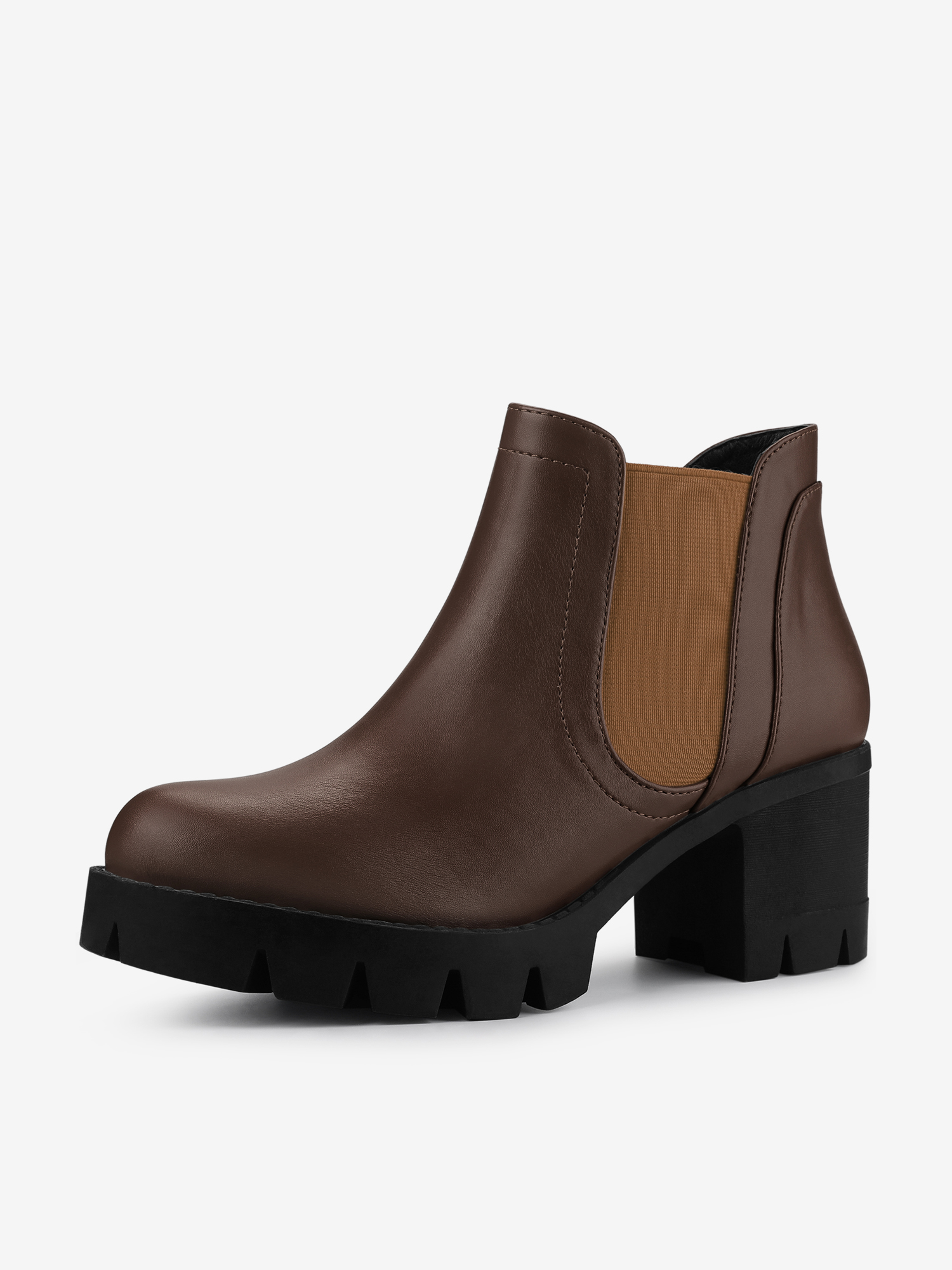 Lug Sole Chunky Heel Chelsea Ankle Boots Coffee/8 - Allegra K catalog
