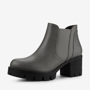 Lug Sole Chunky Heel Chelsea Ankle Boots Grey/8 - Allegra K catalog