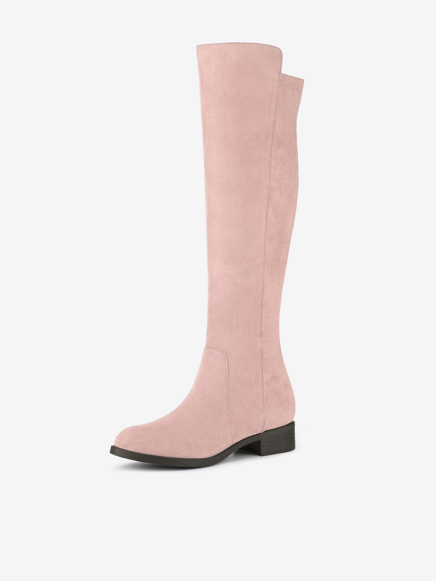 Side Zipper Chunky Heel Knee High Boots Dust Pink/11 - Allegra K catalog
