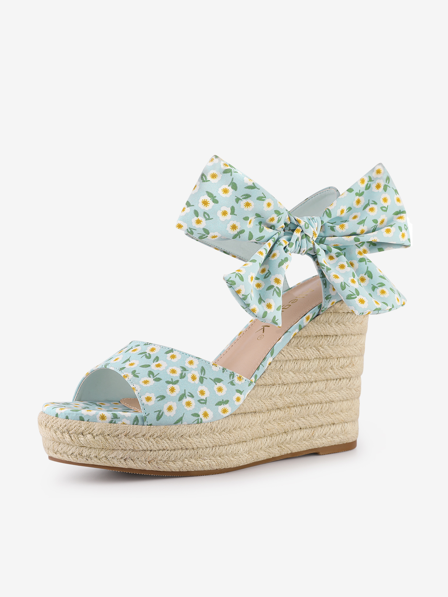 Platform Floral Printed Slingback Espadrille Wedge Sandals Sky Blue/9 - Allegra K catalog