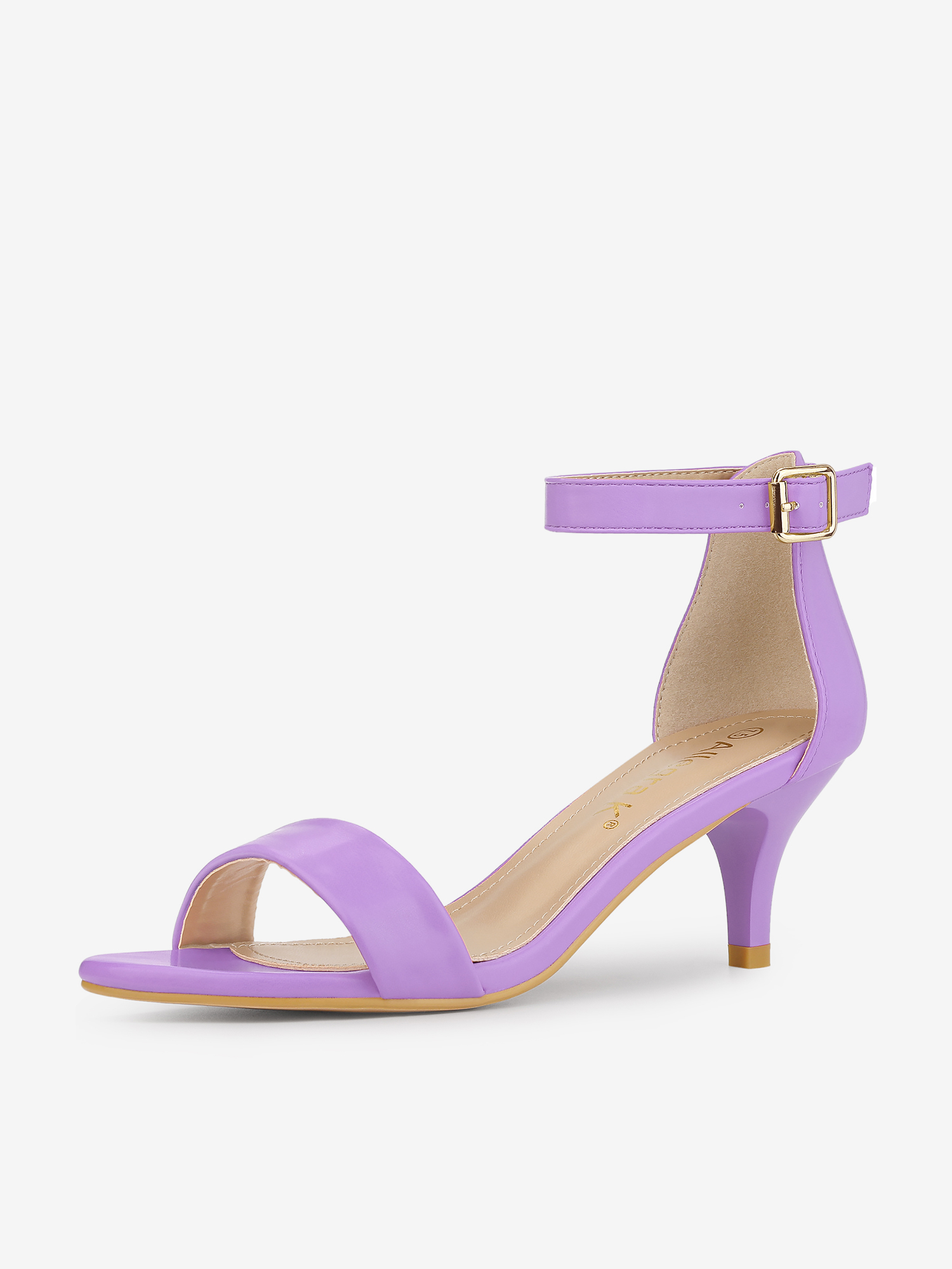 Faux Leather Open Toe Ankle Strap Kitten Heel Sandals Purple/6 - Allegra K catalog