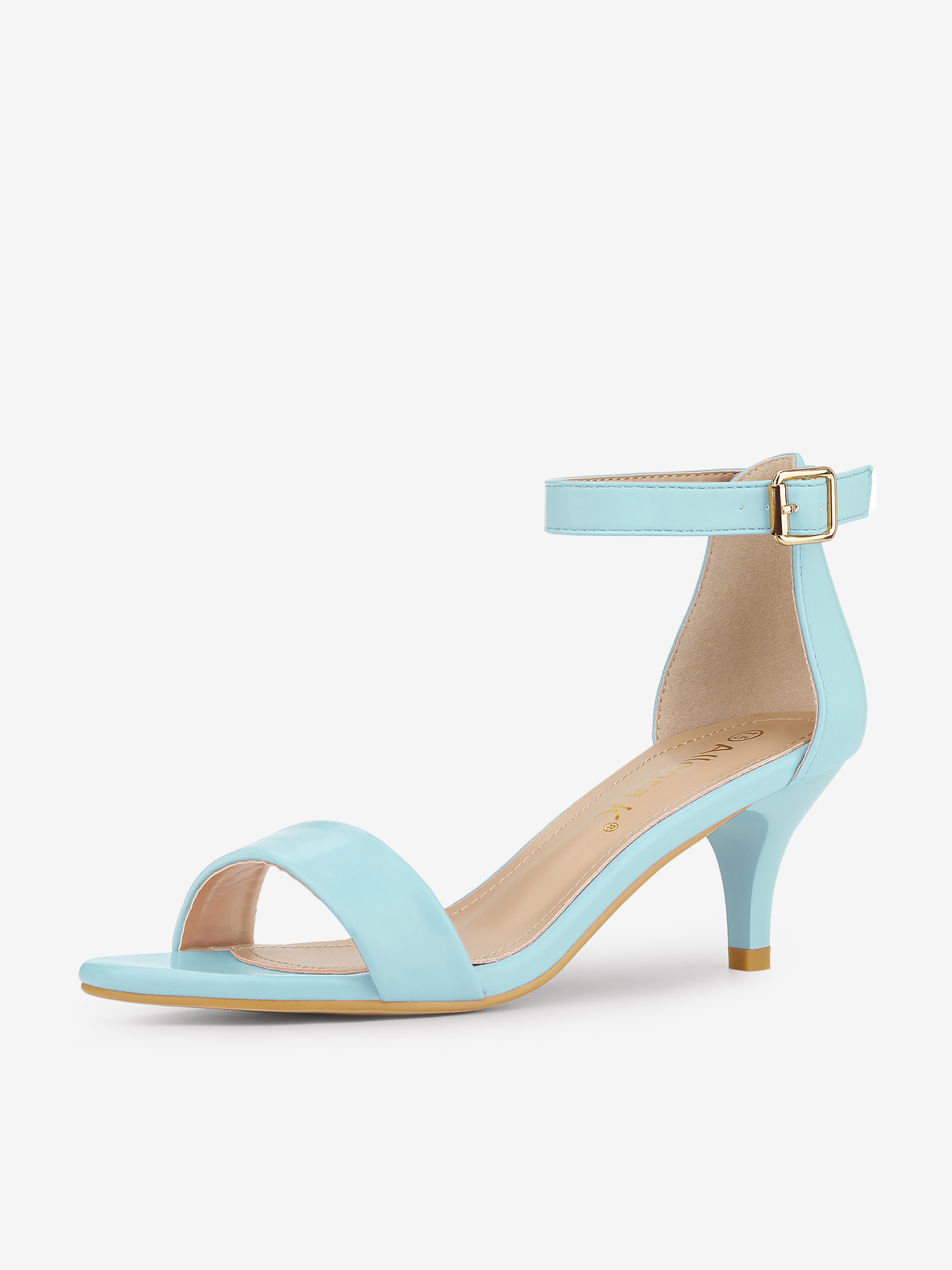 Faux Leather Open Toe Ankle Strap Kitten Heel Sandals Sky Blue/8.5 - Allegra K catalog