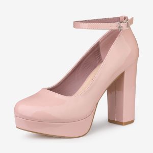 Platform Ankle Strap Chunky Heel Mary Janes Pumps Pink/8 - Allegra K catalog